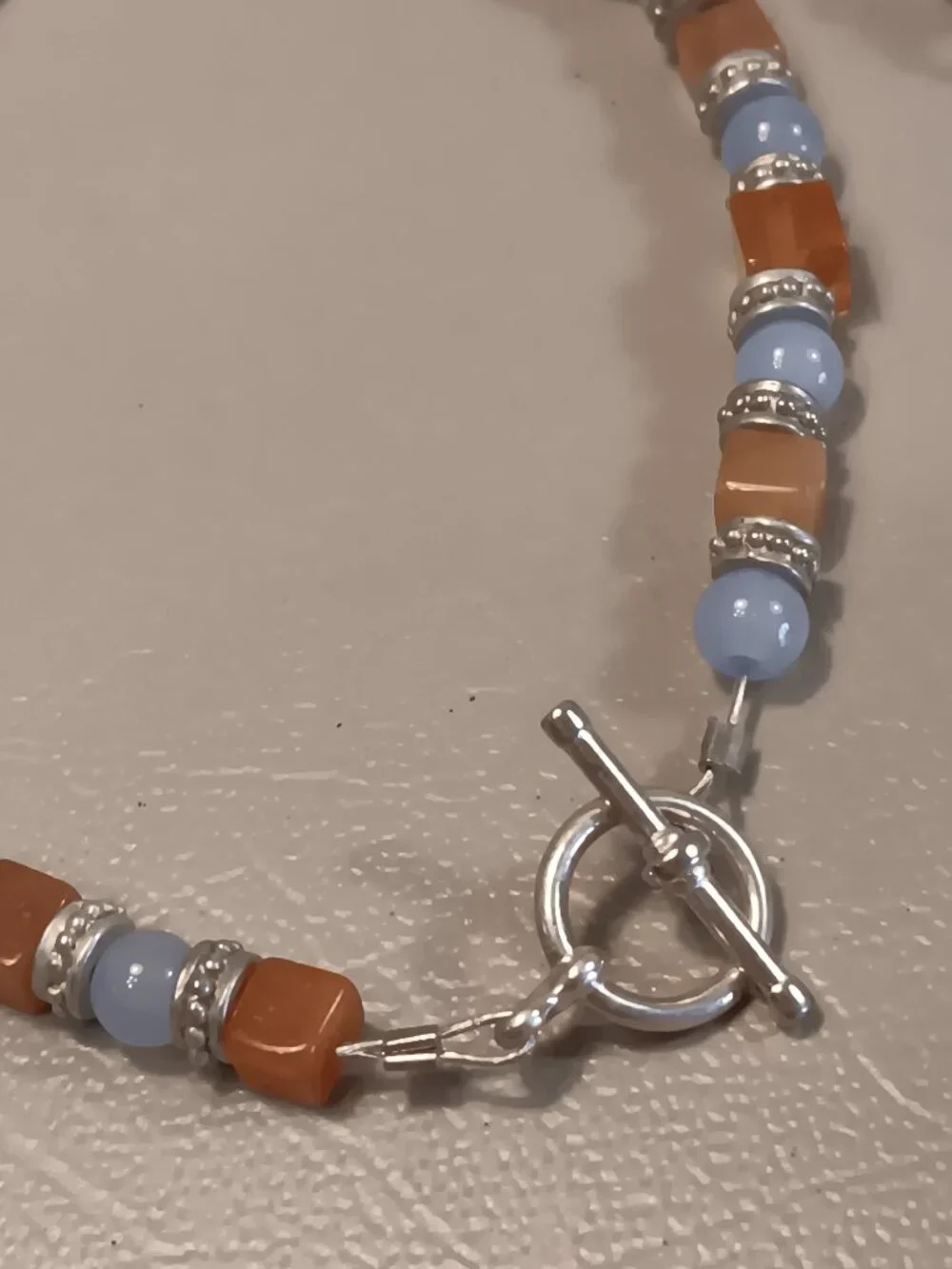 Lot of 3 stone bead bracelets pale blue light orange purple tones